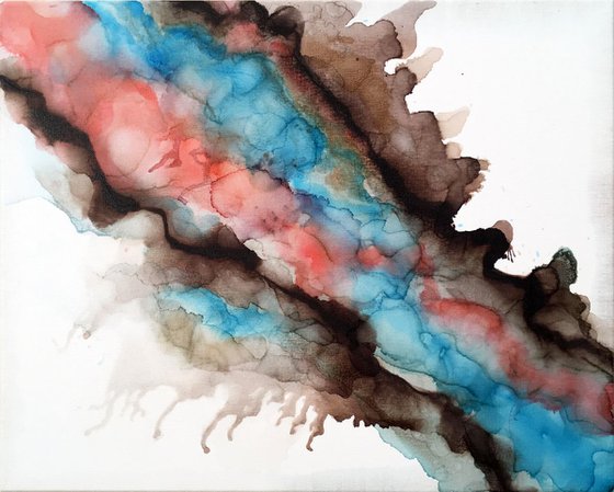 "Up In Smoke - Original Abstract PMS Alcohol Ink Painting - 20 x 16 inches