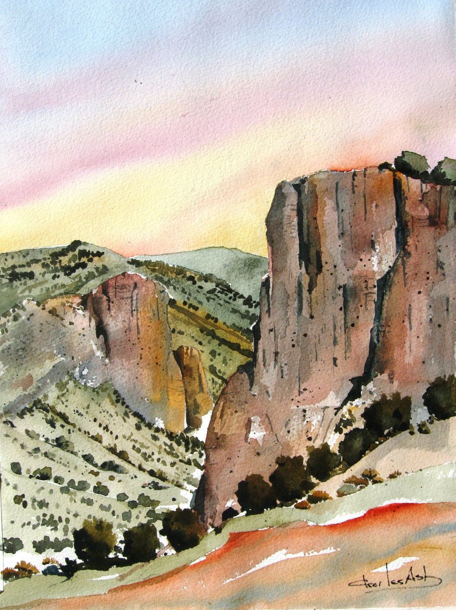 Pinons In Waldo Canyon - Original Watercolor Painting by CHARLES ASH