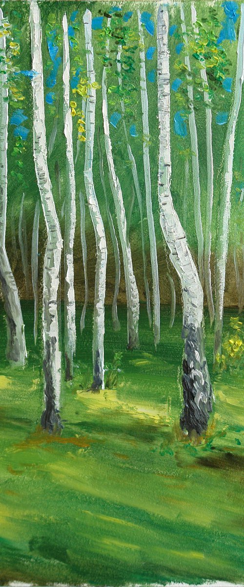 Birch Grove, Plein Air painting by Dmitry Fedorov