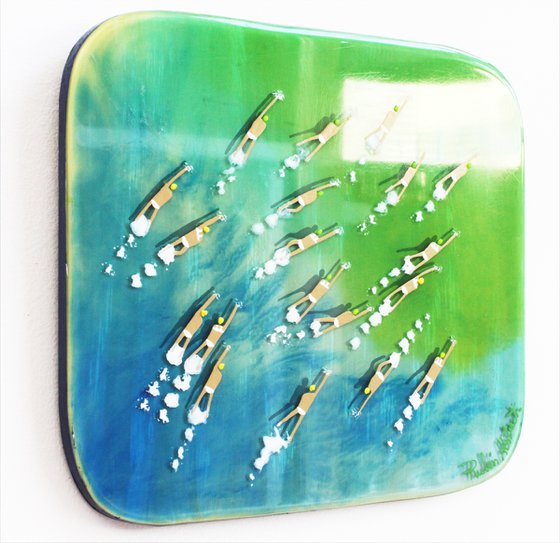 Swimmers 771 · in Epoxy Resin Baracay island Philippines green and blue water