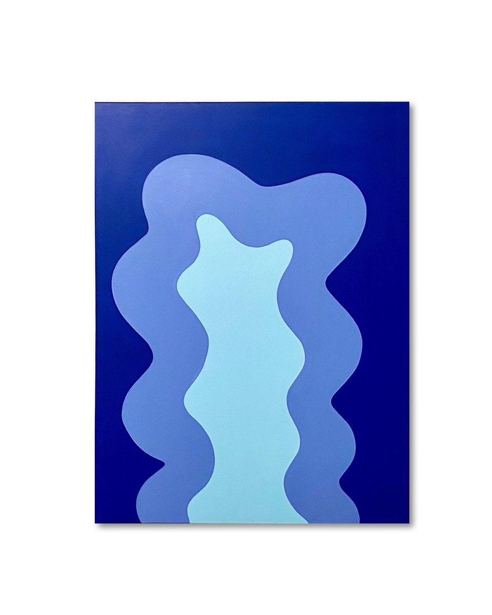 Organic Abstract Acrylic Painting By Shadia Sabagh, 18 X 24", Blue, Original Artwork