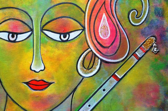 Radha Krishna Holi Abstract II Colorful Vibrant painting