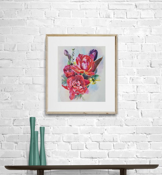 Carmine tulips
