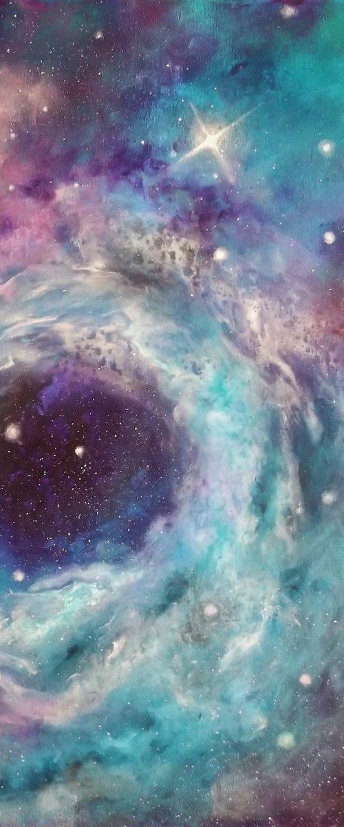 Portal - Finger-painted, Space, Starry Sky, Stars, Nebula by Lisa Price