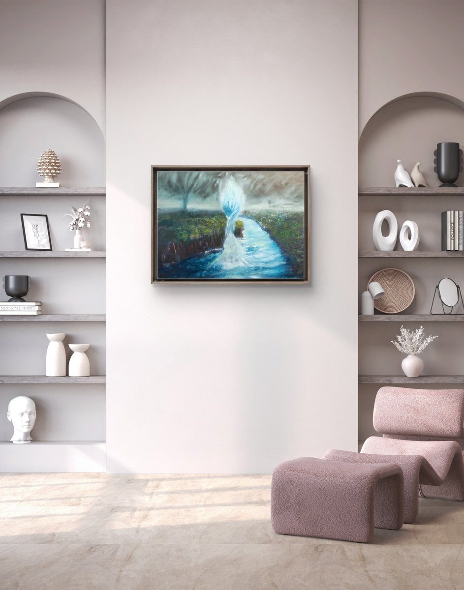 Expressive Abstract Oil Painting By Ryan Louder, 33 X 23", Tornado, Original Artwork