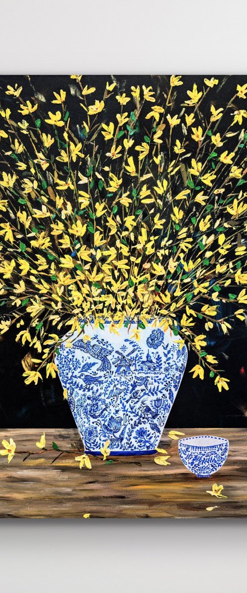 Holland Forsythia Flower Vase by Pooja Verma