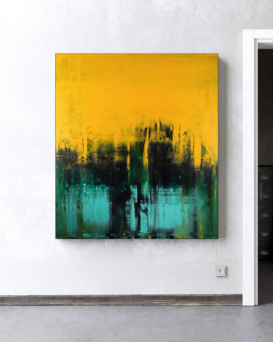 Organic Abstract Acrylic Painting By Nemanja Nikolic, 55 X 63", Down By The Water, Original Artwork