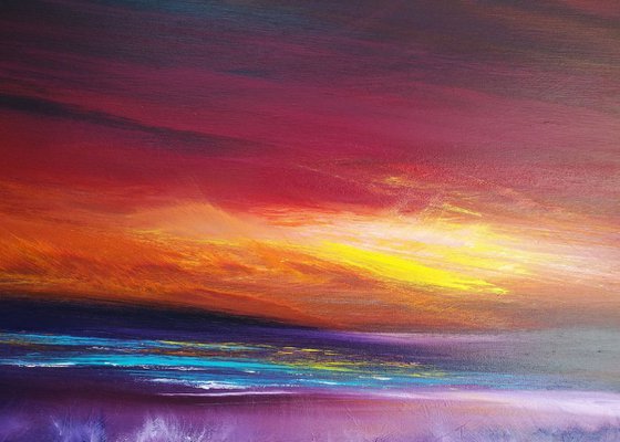 Awakening - Seascape, Sunset, Panoramic, XL, Modern Art Office Decor Home