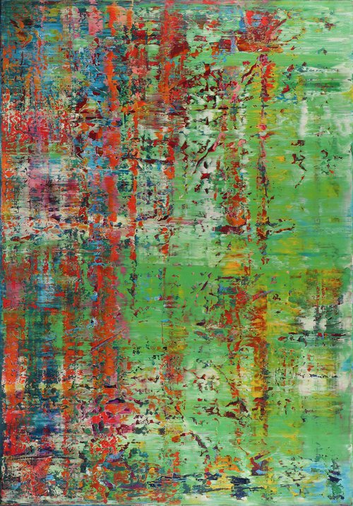 100x70 cm | 39.4x27.5 in Abstract Landscape Painting Green Painting Original Canvas Art by Vadim Shamanov
