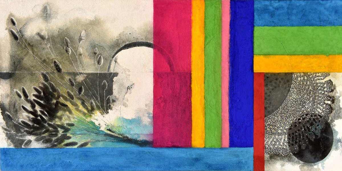 Impressionistic Abstract Painting By Milena Nicosia, 55 X 28", Estate Italiana (Love Italy), Original Artwork