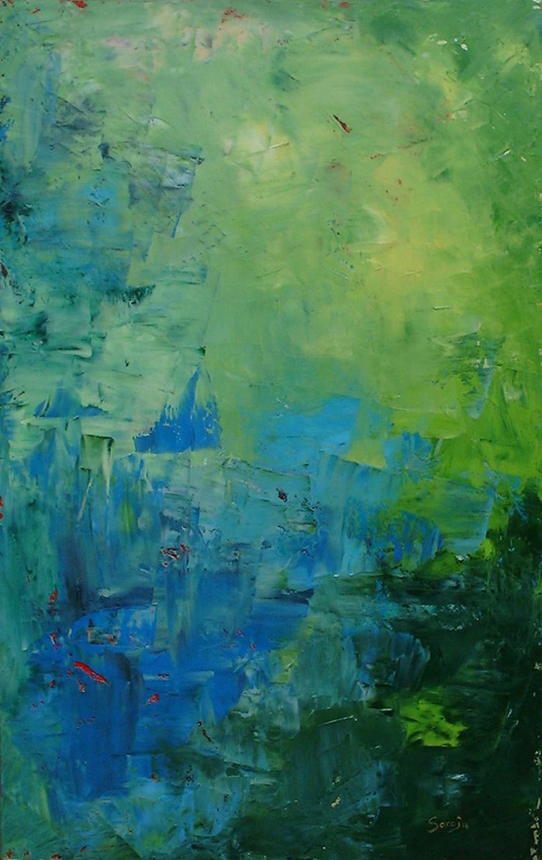 Underwater World Green/Blue (ref#:459-12M) Oil painting by Saroja van ...