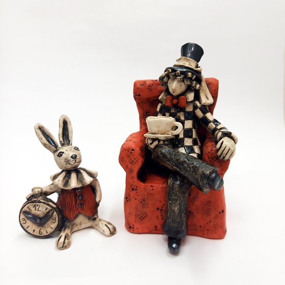 The Mad Hatter, contemporary ceramic sculpture by Izabell Nemechek