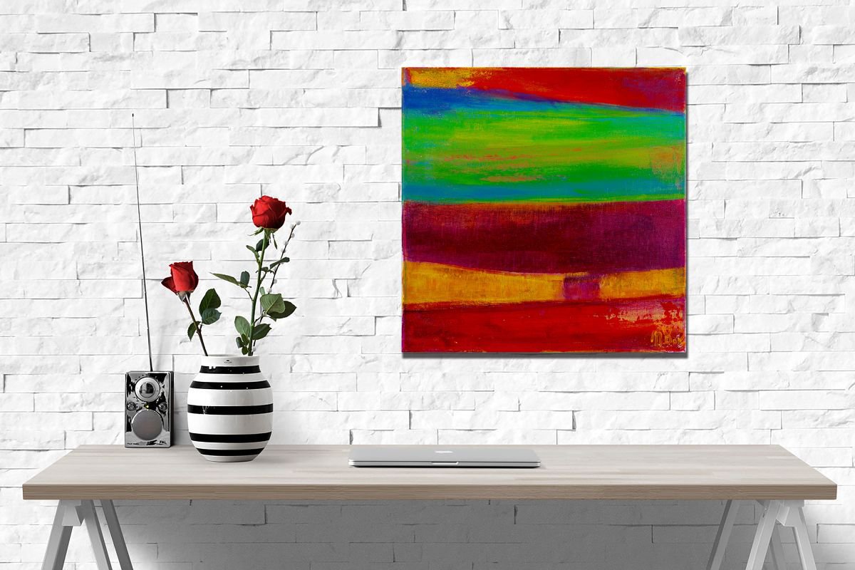 Abstract Acrylic Painting By Nestor Toro, 12 X 12", A Piece Of Fall | Los Angeles Inspired Abstract, Original Artwork