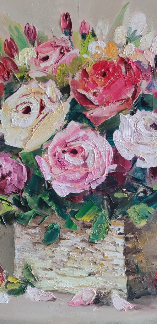 Bouquet (70x60cm, oil painting,  ready to hang) by Hayk Miqayelyan