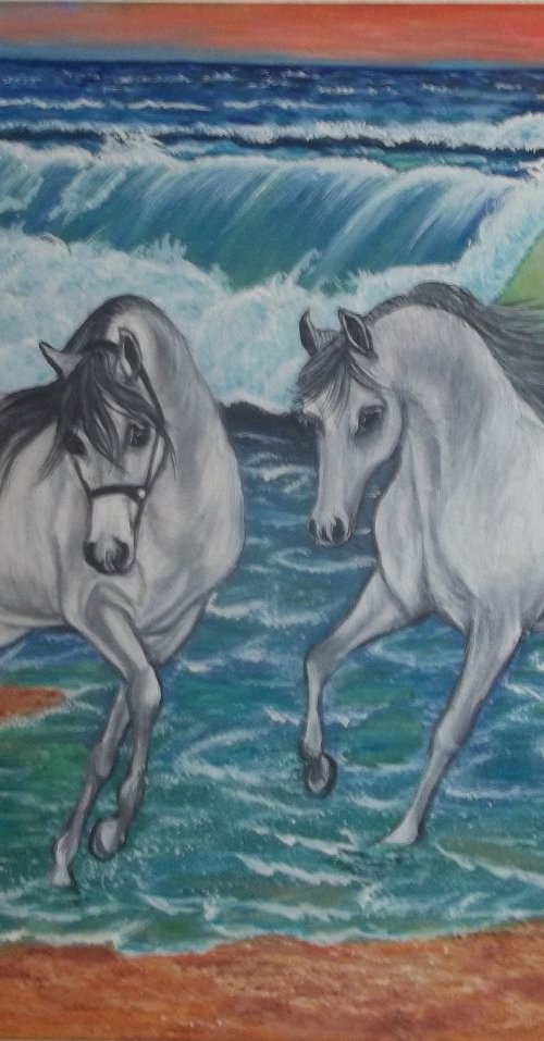 Seascape with White Horses by Sofya Mikeworth