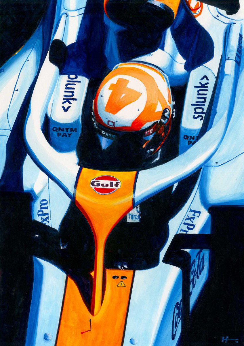 Impressionistic Transport Acrylic Painting By Alex Stutchbury, 18 X 25, Lando Norris - 2021 Monaco Gp, Original Artwork