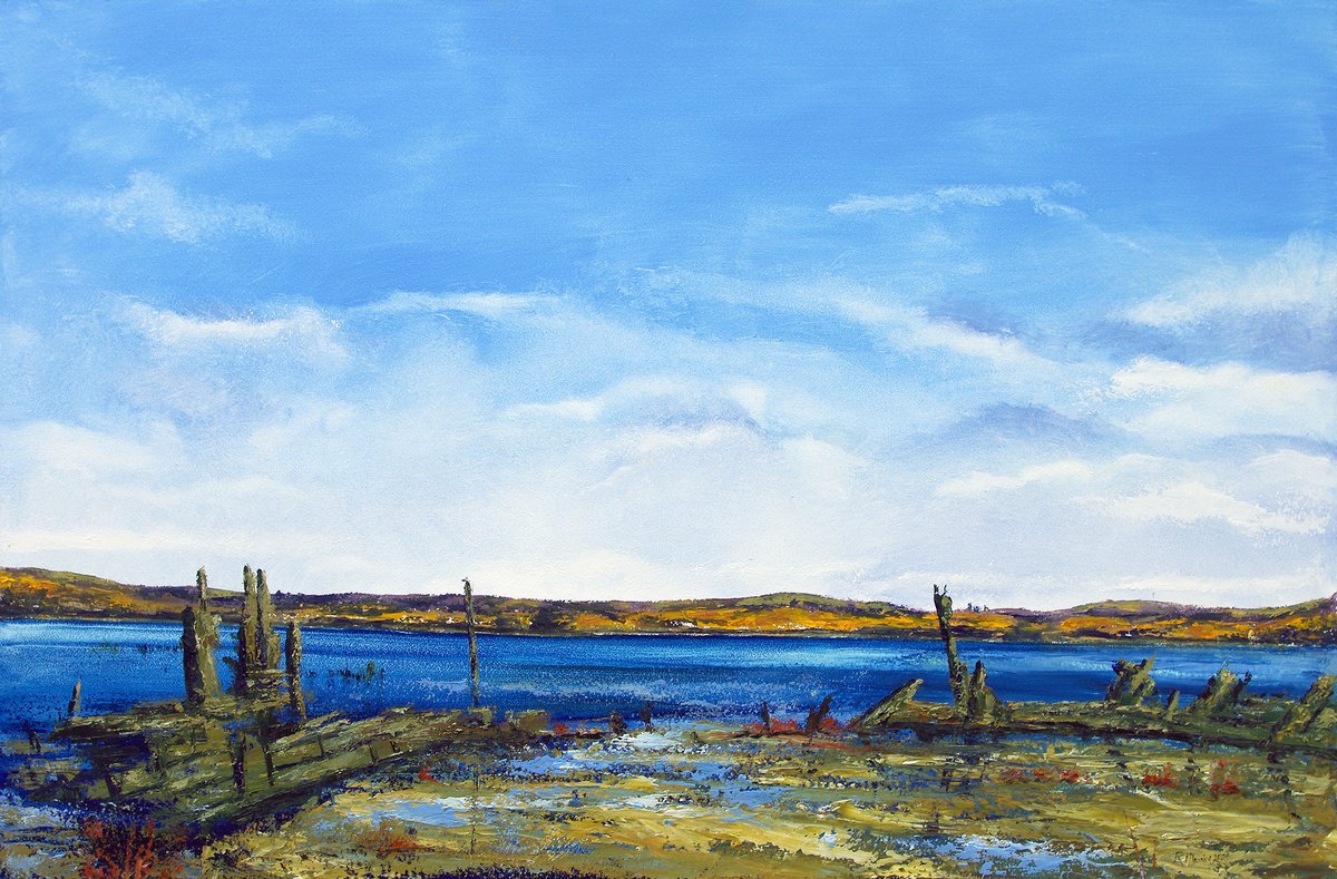 Abstract Oil Painting By Richard Manning, 36 X 24", Seascape-15, Original Artwork