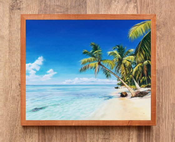 Tropical beach with palm trees