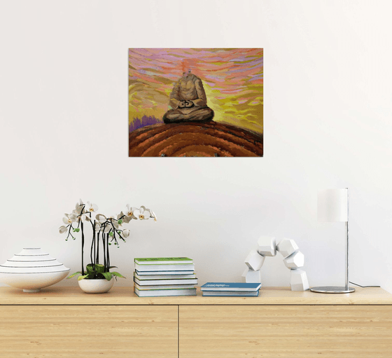 Meditating Buddha original oil painting artwork