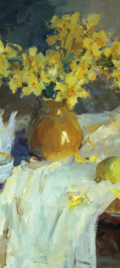 Still life with daffodils by Aleksandr  Kryushyn