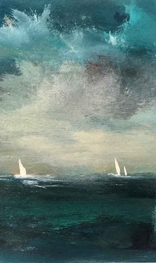 White Sails Painted Skies. II by Maxine Anne  Martin