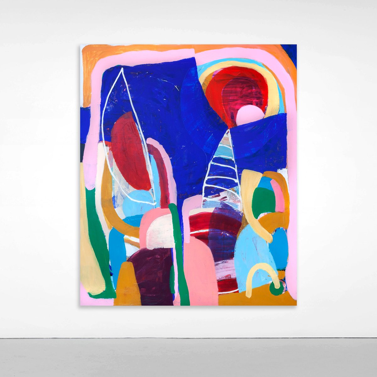 Organic Abstract Acrylic Painting By Tommy Lennartsson, 39 X 47", Garden - Design - Night, Original Artwork