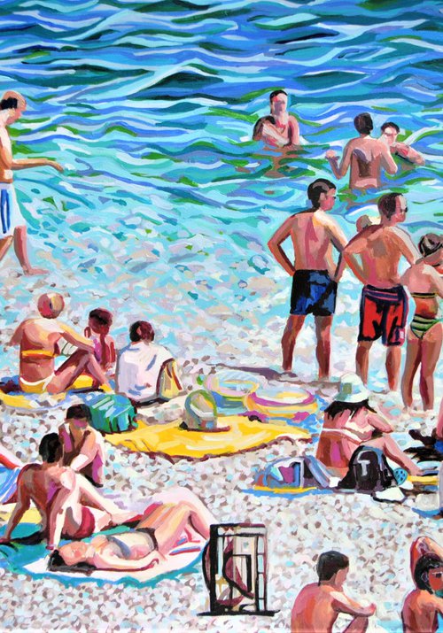 Extra Large   / 150 x 90 x 4 cm - At the beach by Alexandra Djokic