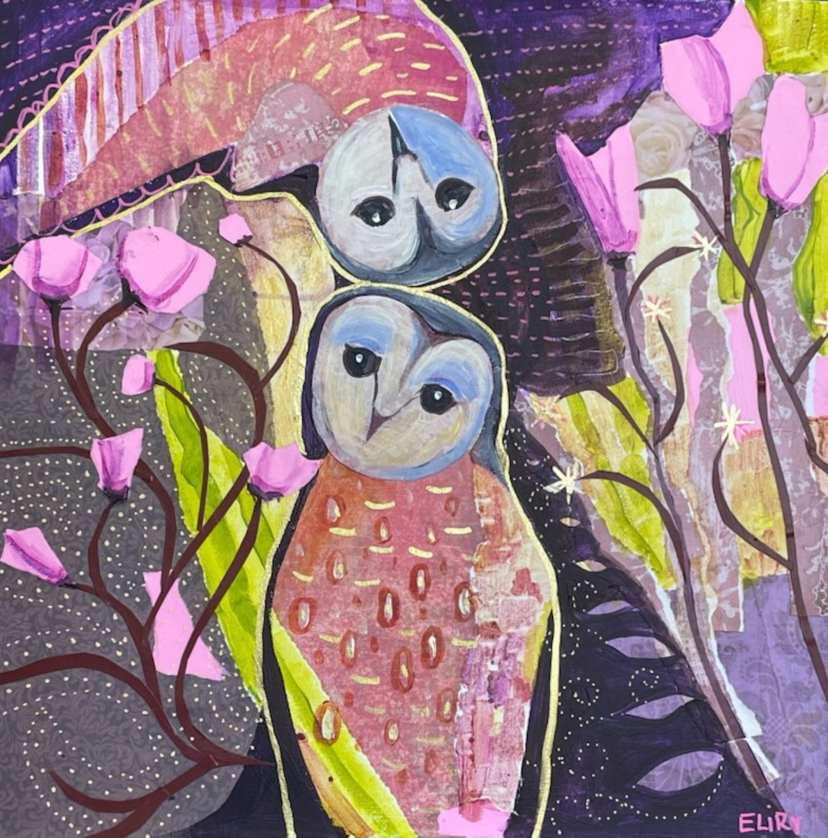 Animal Collage By Eliry Arts, 20 X 20, Love Upside Down, Original Artwork