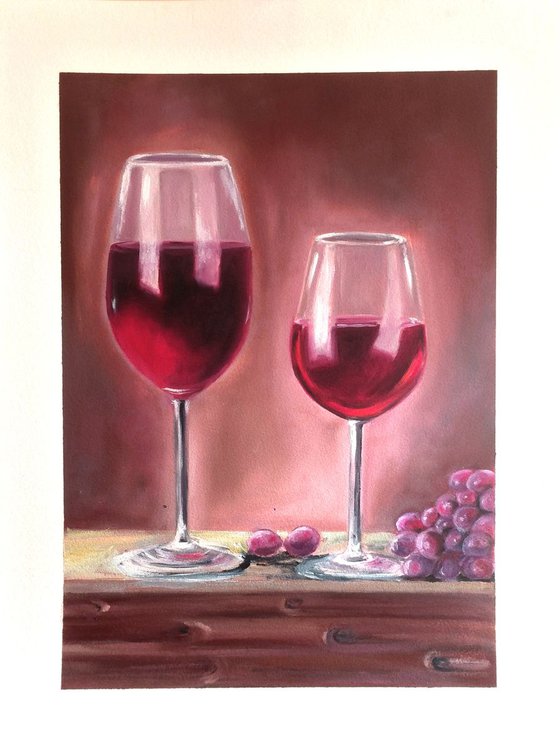 Grape wine in wine glasses