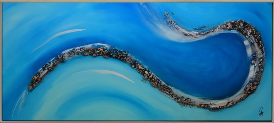 Big Wave 2 - Abstract Art - Acrylic Painting - Canvas Art - Framed Painting - Abstract Golden Sea Painting - Ready to Hang