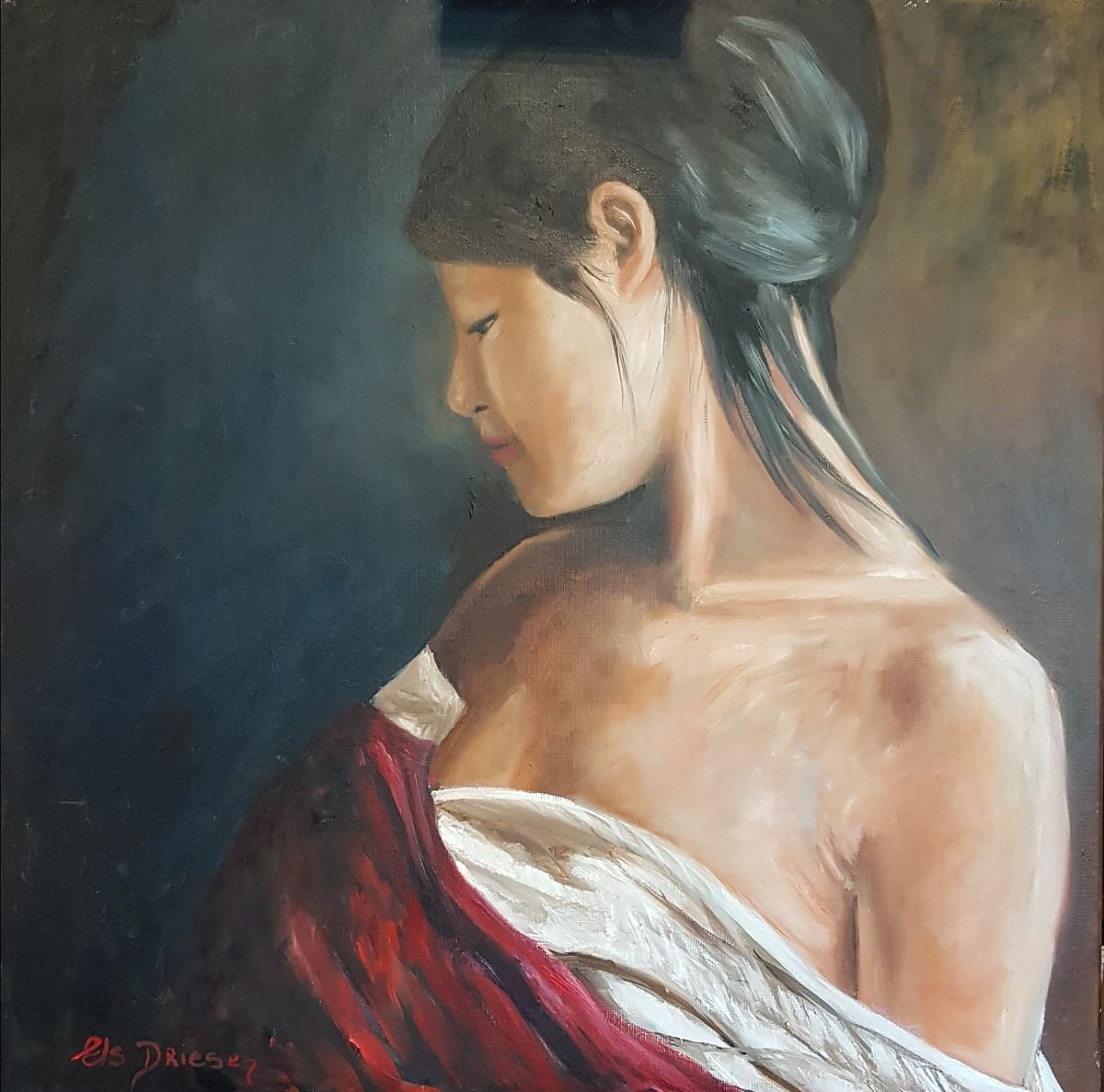 Mystery Woman By Els Driesen, 28 X 28, Artwork For Sale On Artfinder