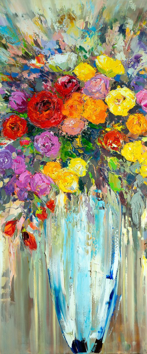'Flowers in Blue Vase' by Ewa Czarniecka