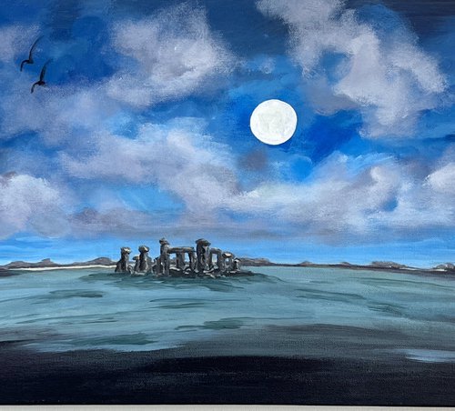 Stonehenge by a Full Moon by Marja Brown