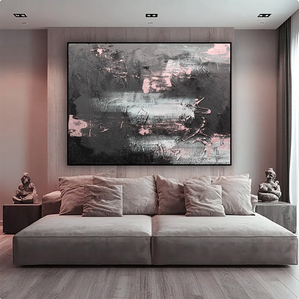 Pink And Black Abstract Reflections By Indie Ru, 81 X 57, Artwork For Sale On Artfinder