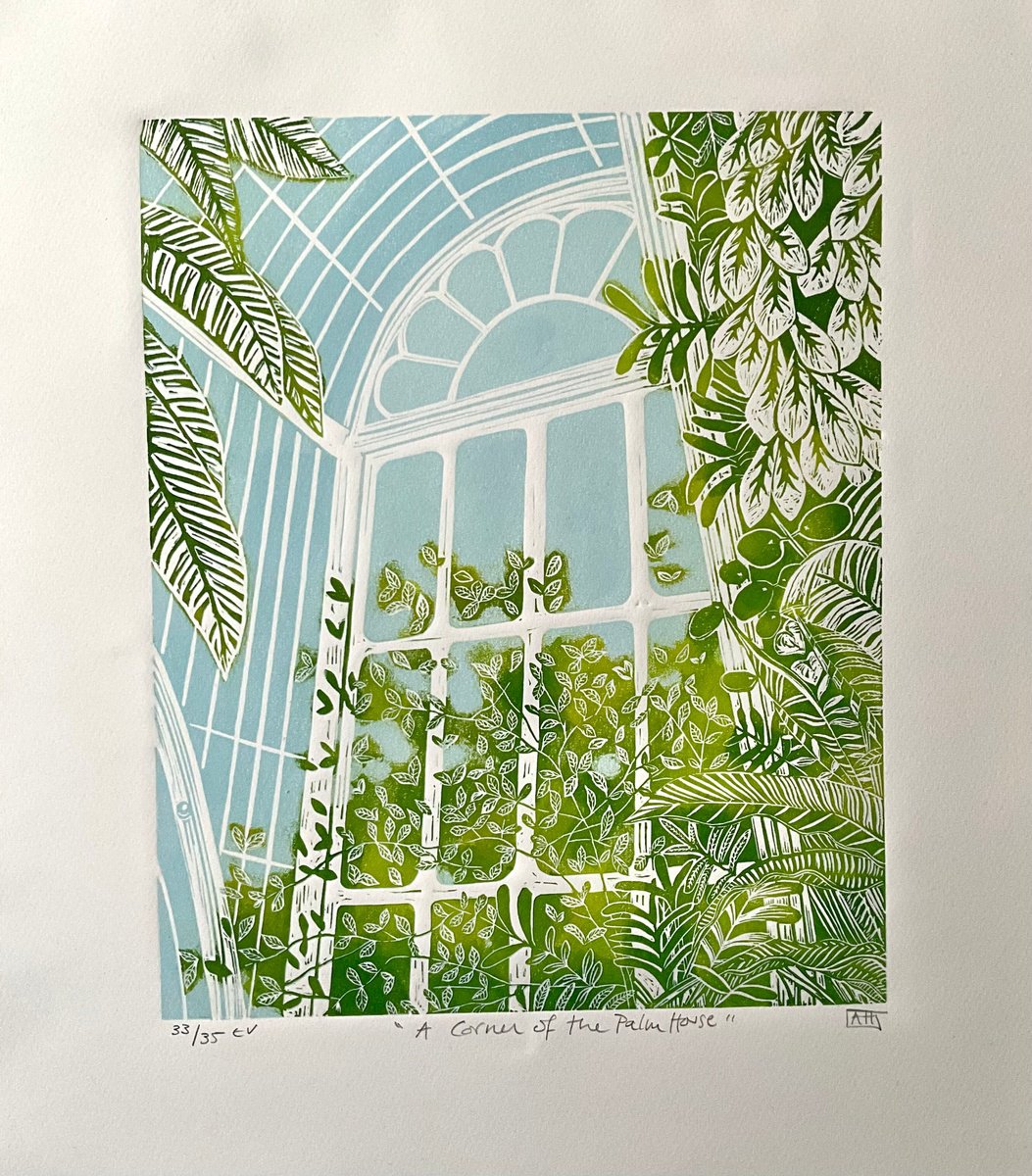 A Corner of the Palm House (Blue & Green) by Alison  Headley