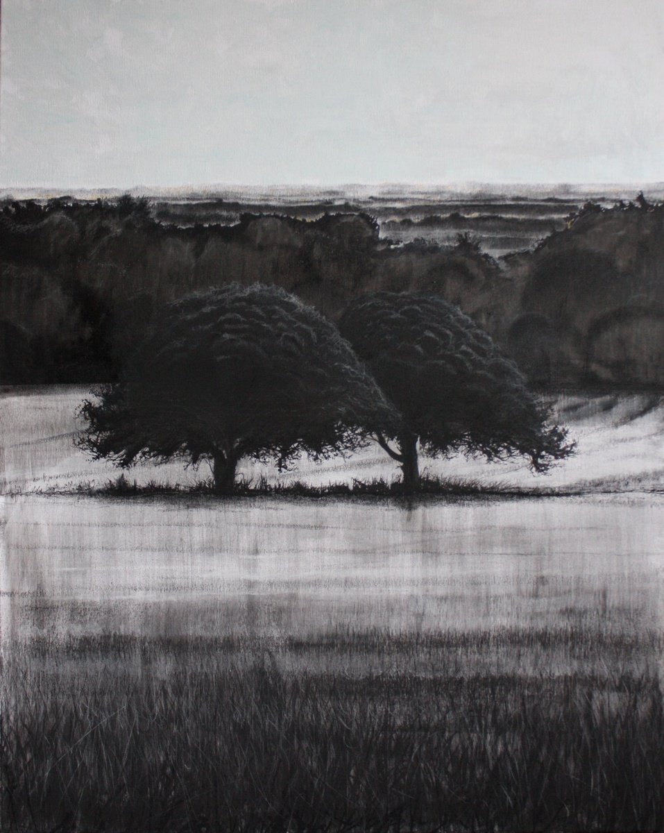 Painting , 2 Trees Vista 1 By Simon Jones, 32 X 40, Artwork For Sale On Artfinder
