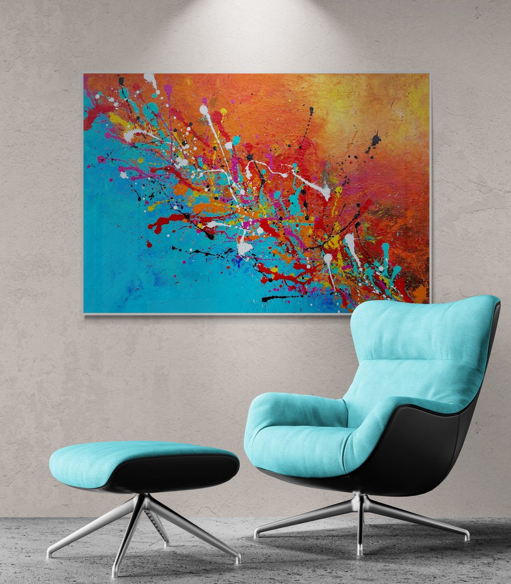 Abstract Acrylic Painting By Julijana Ravbar, 51 X 35", Lonely Paradise, Original Artwork