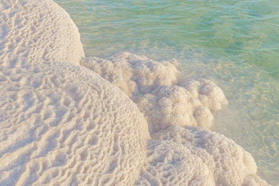Dead Sea. The shore is salty.