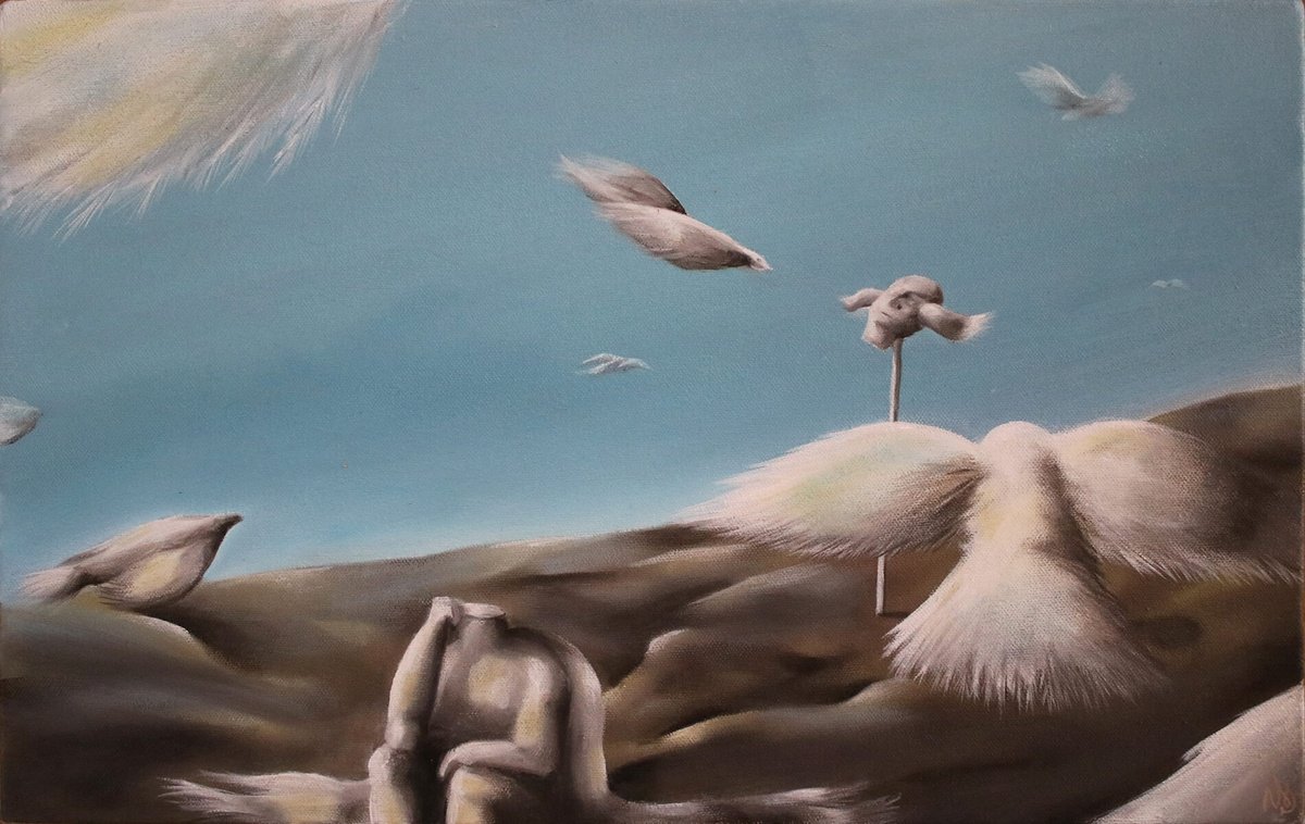 Surrealistic Landscape Oil Painting By Vanessa T Stefanova, 16 X 10", Time