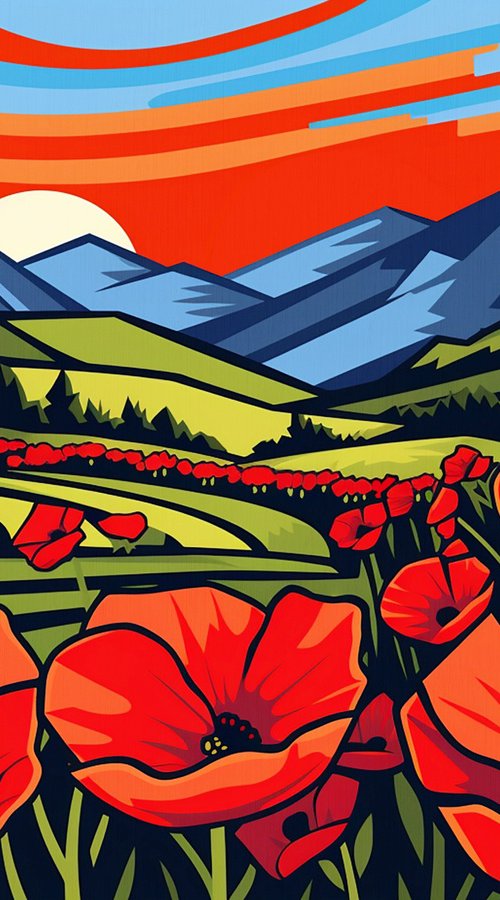 Poppies in the valley IV by Kosta Morr