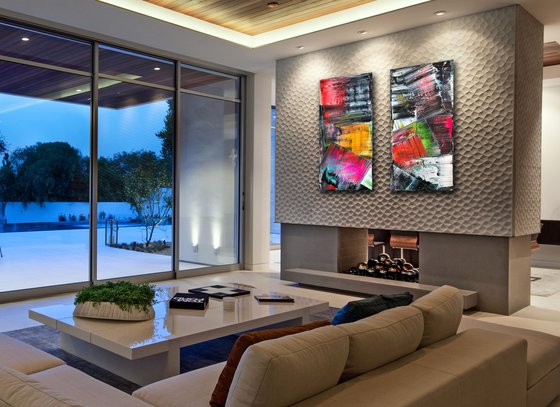 "Lie To Me Baby" - Save As A Series - Original PMS Large Abstract Acrylic Painting Diptych On Canvas - 48" x 48"
