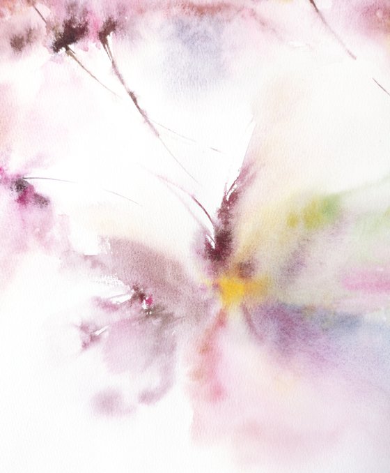 Watercolor loose pastel color flowers "Shadow"