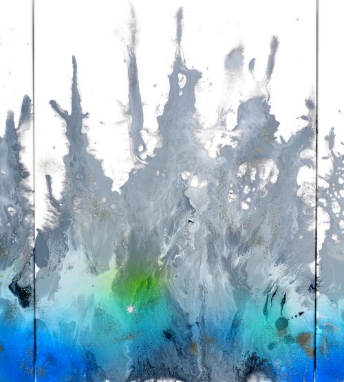 Astral Love XVII 150x70cm, Fluid Art Painting Large Abstract XXL Peaceful Artwork Neutral Colours Painting by Soos Tiberiu