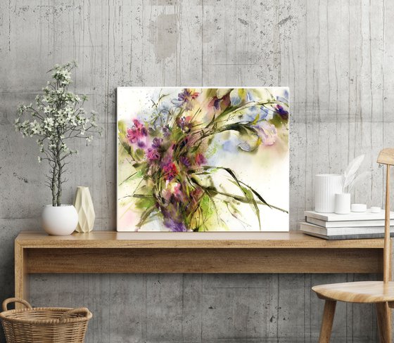 Bouquet Irises and clovers