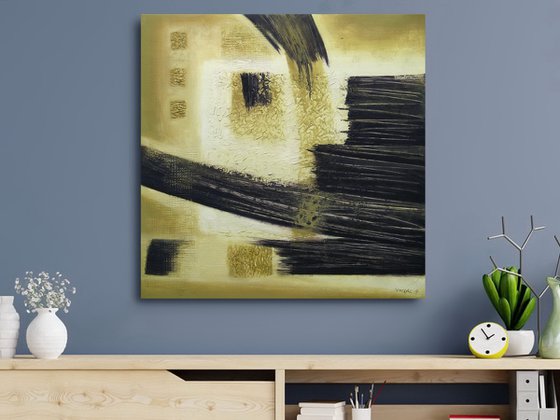 Olive-Yellow, Black Abstract 2