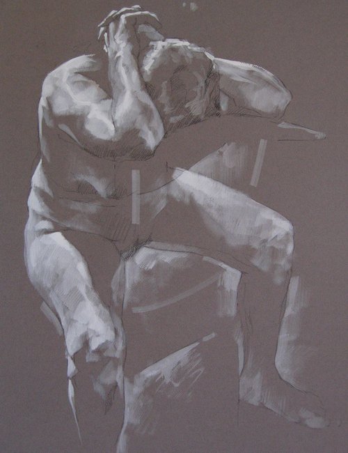 Nude Straddling a Chair by Glenn Ibbitson