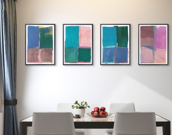 Set of 4 abstract wall art