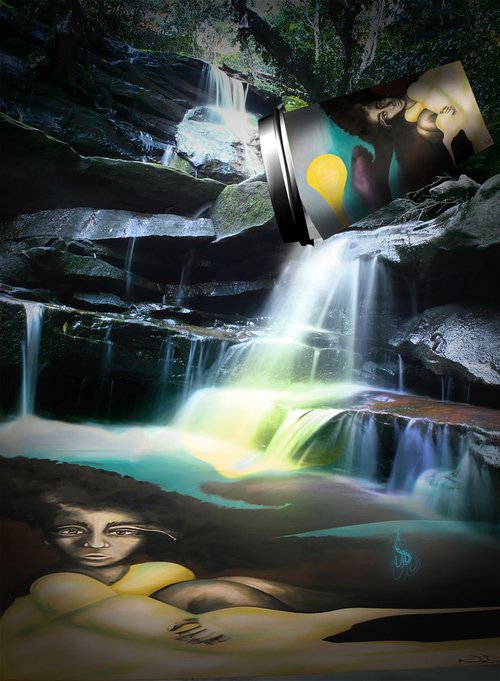 Waterfall Painting by Vanessa Stefanova