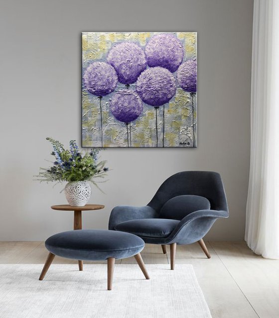 Purple Lollipops - Abstract Textured Painting