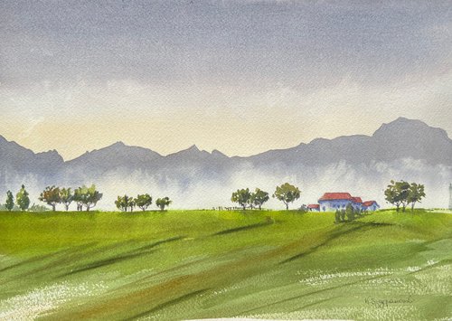 Swiss landscape by Krystyna Szczepanowski